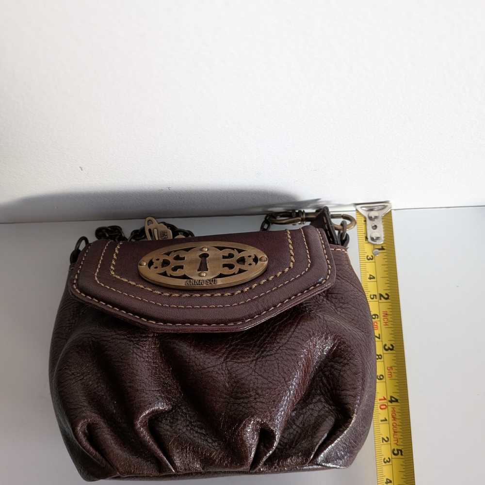 Anna Sui Keyhole Mini Bag Butterfly Key Charm Chain Strap Ornate Plate Nano - Picture 5 of 7